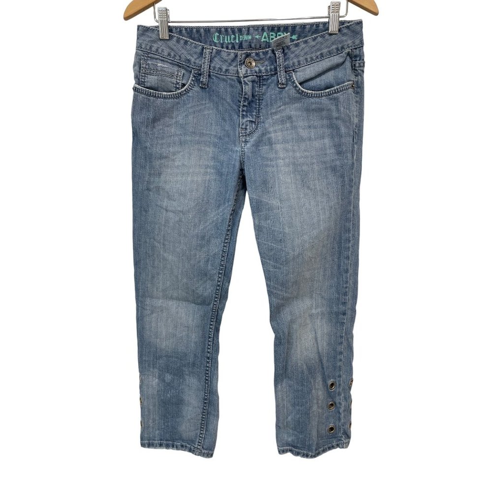 Cruel Denim Abby Eyelet Jeans Womens 28/5 Blue Cotton Blend 5 Pockets